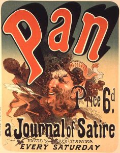 Reproduction of a poster advertising 'Pan', a journal of satire