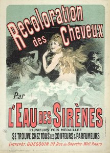 Poster advertising 'L'Eau des Sirenes' hair colourant, 1899