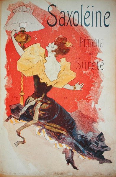 Poster advertising 'Saxoleine', safety lamp oil