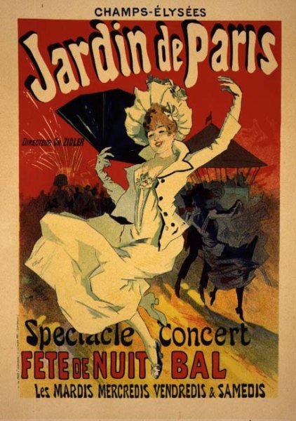 Reproduction of a Poster Advertising the 'Jardin de Paris' on the Chanps Elysees, 1890