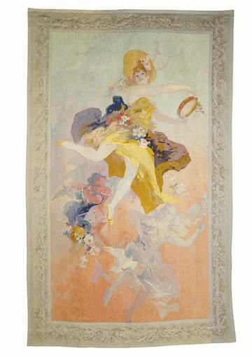 Tapisserie Polychrome D'Aubusson D'Apres Un Dessin De Jules Cheret La Danseuse